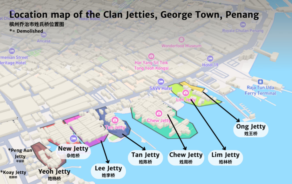 Penang Clan Jetties Location Map